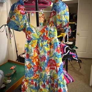 Amanda Uprichard Multicolor Floral Sundress with Puff Straps